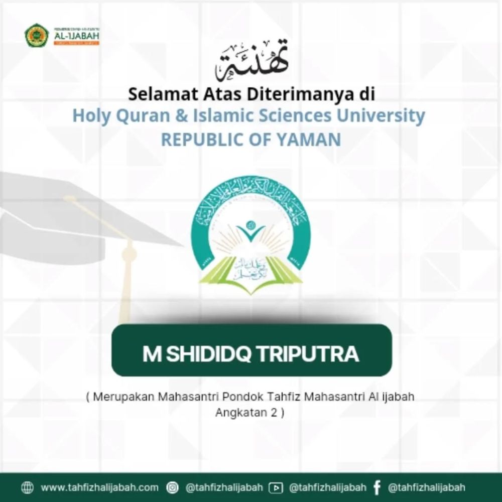 Mahasantri Al-Ijabah Diterima di Universitas Internasional Yaman