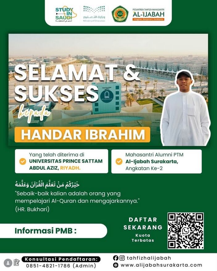 Selamat! Alumni PTM Al-Ijabah Surakarta Diterima di Universitas Prince Sattam Abdul Aziz, Riyadh​