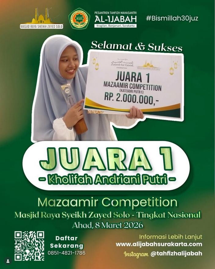 Selamat! Mahasantri Al-Ijabah Raih Juara 1 Mazaamir Competition Tingkat Nasional